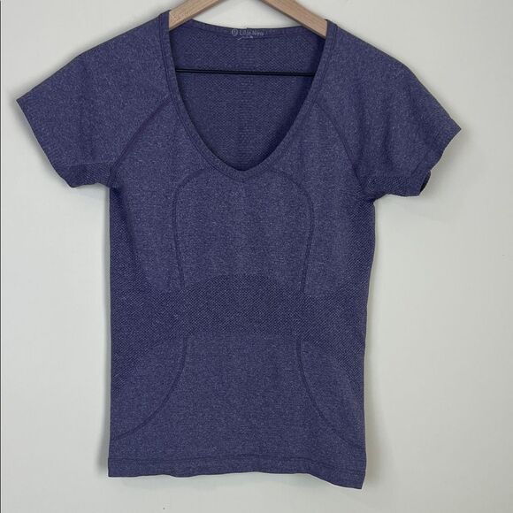 Lululemon Swifty Tech Short Sleeve Top Running V Neck Purple Size 6 - Picture 1 of 9